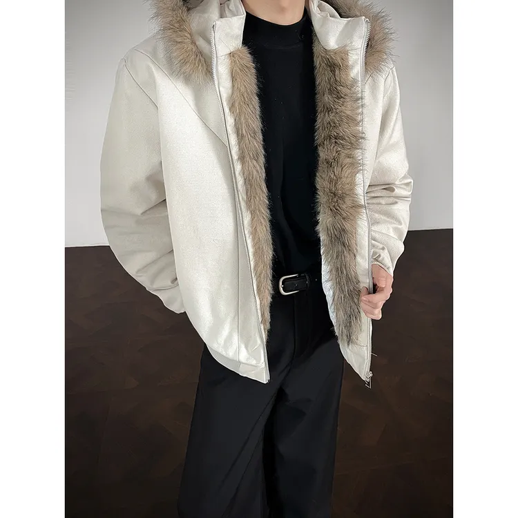 LIGGICC美式可拆卸连帽座山雕棉服外套男款秋冬加厚保暖短款夹克