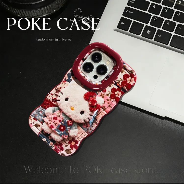 板凳双支架毛绒KT适用苹果17PROMAX华为vivo小米oppo手机壳