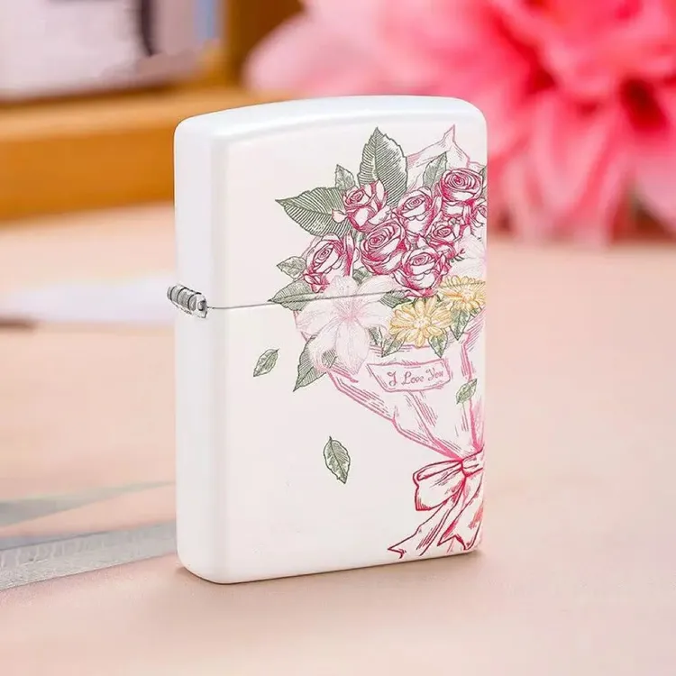 【蔷薇密语】煤油打火机双面高端金属颜值创意ins翻盖高档礼物手工