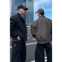 美式立领飞行夹克外套男潮牌秋季新款宽松痞帅百搭工装棒球机车服