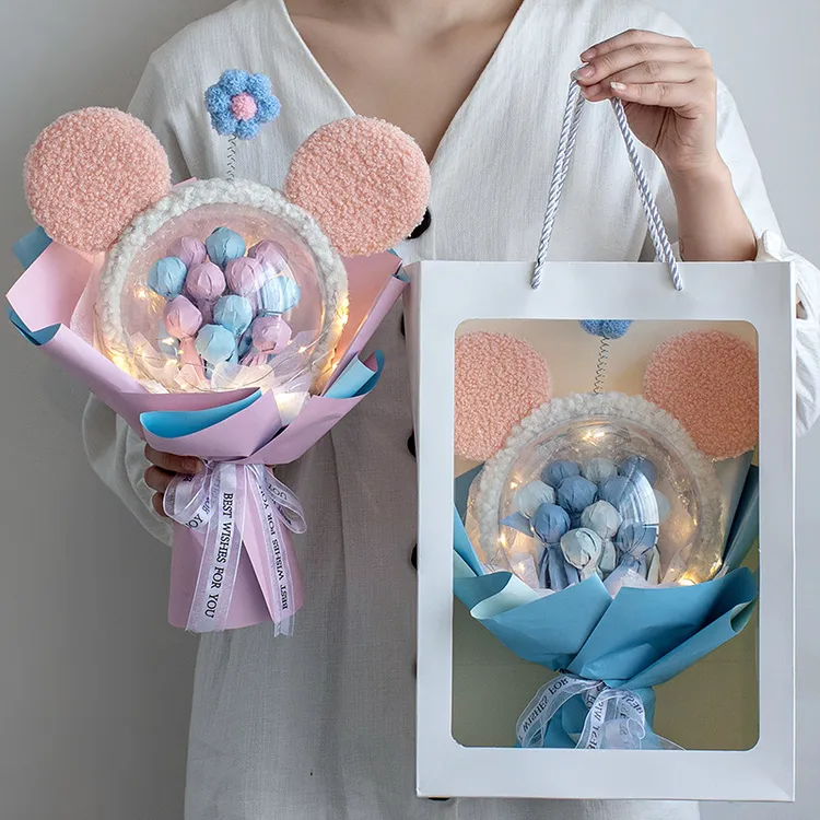 语橙棒棒糖满天星糖果花束成品生日礼物送女生儿童七夕儿童节