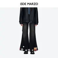 13DE MARZO 2025秋季新款徽章水长裤宽松阔腿裤牛仔裤专柜同款