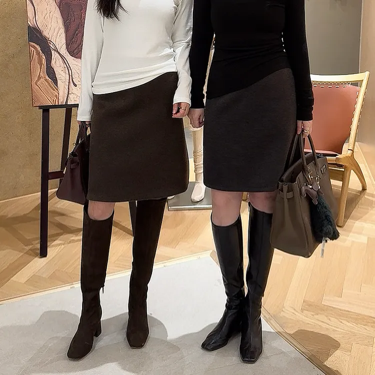 鑫燃KIKI 老钱风显瘦高腰半身裙  259855  MHT