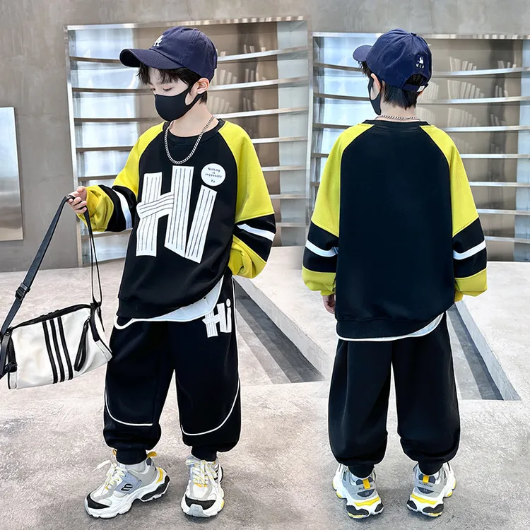 男童卫衣套装秋季新款6-12岁中大童男孩学生春秋运动打底衫两件套