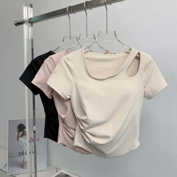 运动短袖上衣女2025新款夏季修身显瘦跑步训练服瑜伽服健身服T恤