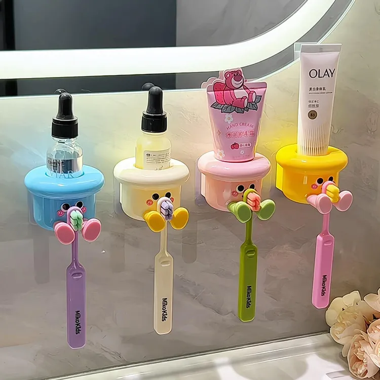 多巴胺牙刷架壁挂免打孔卫生间置物2025新款可爱漱口杯儿童刷牙杯