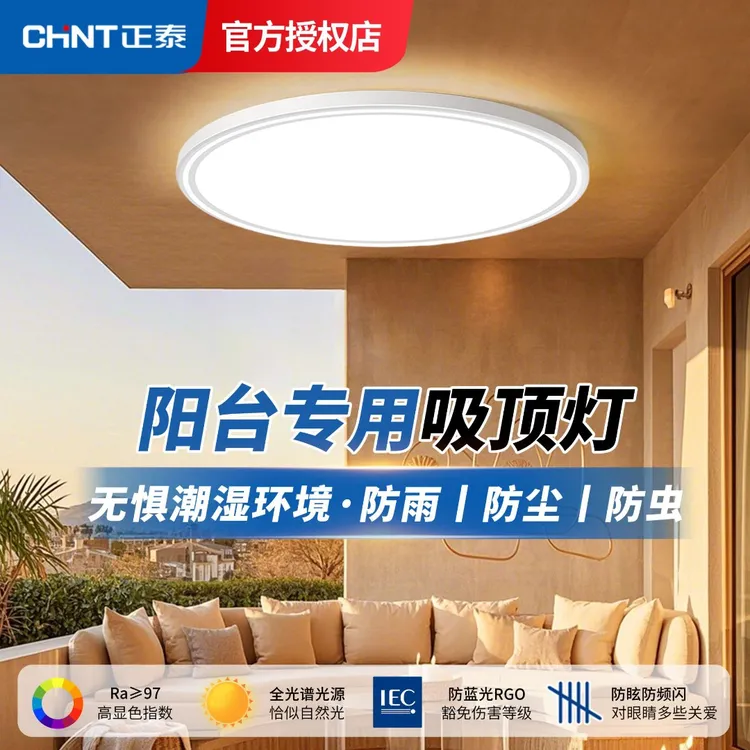 正泰吸顶灯户外庭院屋檐室内外阳台灯农村自建房大门口防虫照明灯