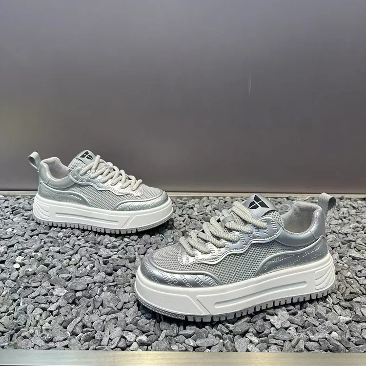 潮男新款男士百搭时尚网面透气厚底增高老爹鞋舒适软底运动休闲鞋