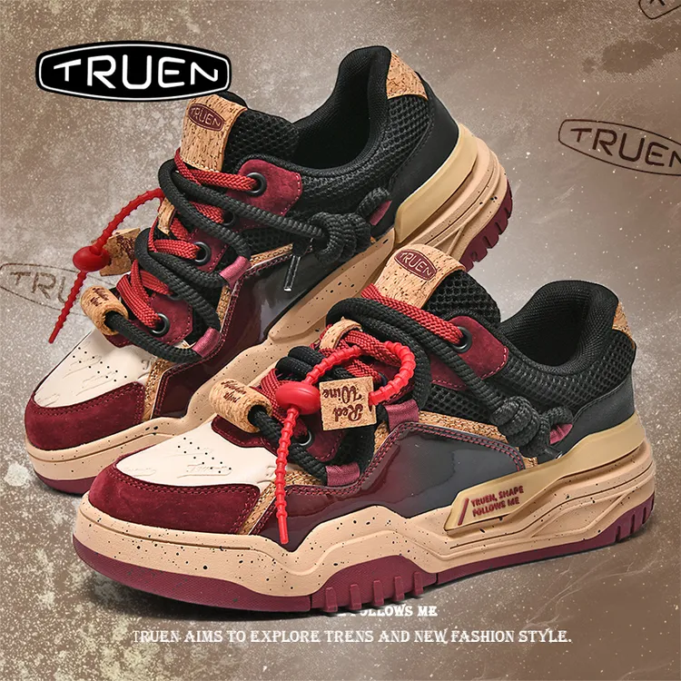 真恩板鞋男本命年蛇年限定转运酒红色夏季2025新款运动鞋子男鞋