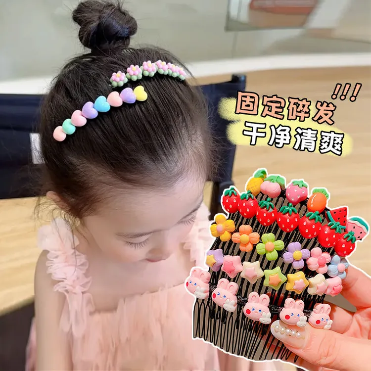 夏天儿童可爱卡通刘海碎发梳发夹女童后脑勺碎发整理神器女孩发卡