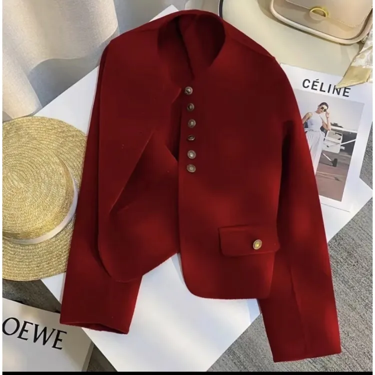 外套女短款毛呢外套气质上衣名媛小香风毛呢外套洋气短2418时尚简