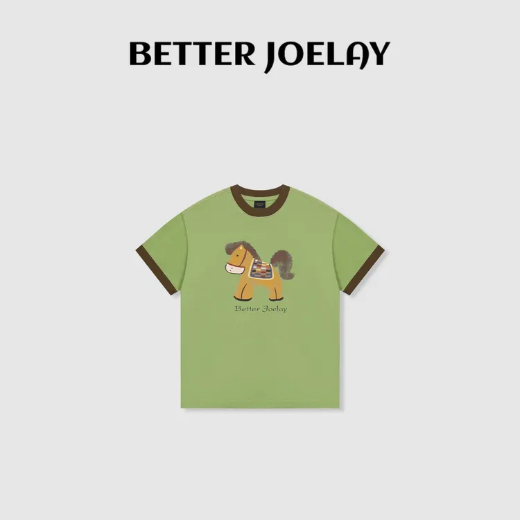 BETTER JOELAY-小版【口罩橙驹】纯棉时尚短袖T恤休闲简约风KH3868