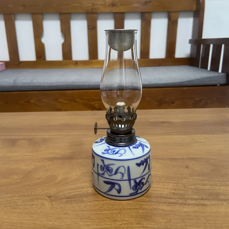 创意手绘陶瓷酥油灯露营氛围灯家居怀旧装饰品茶香凝刀子纹香薰灯