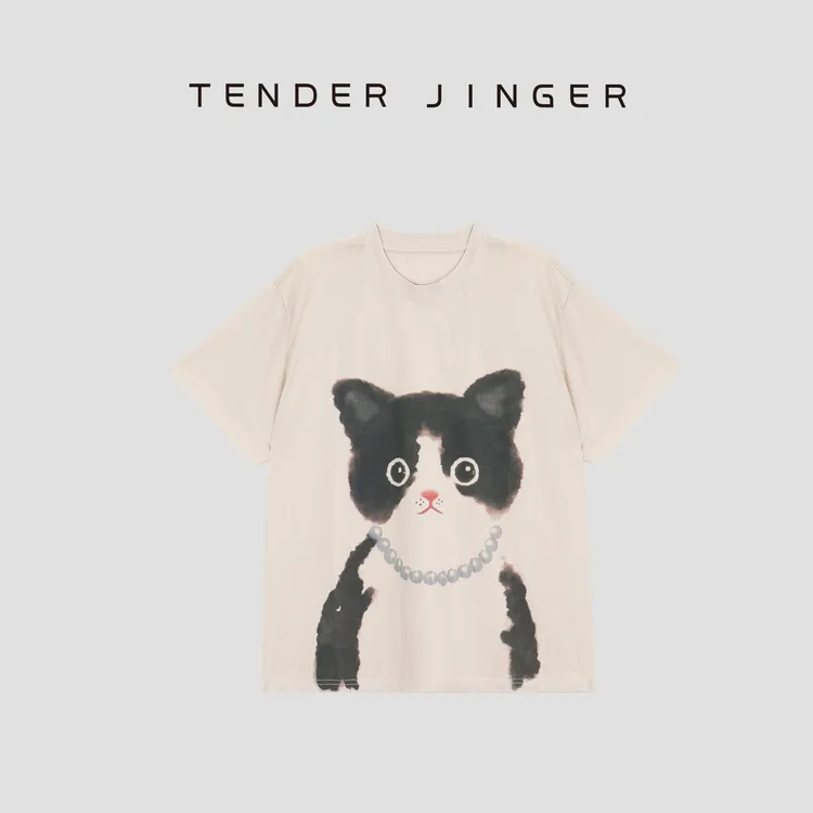 Tender Jinger【疯狂星期三】小猫印花短袖T52YGG30519