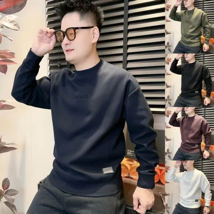 云朵绒立体钢印卫衣冬季新品男士百搭时尚休闲打底卫衣91087