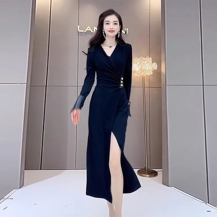 2025春装轻熟女气质法式高端精致奢华大牌高级感长袖连衣裙209096