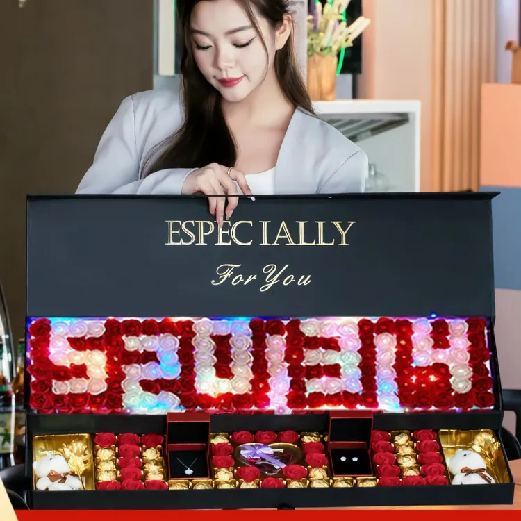 生日纪念日礼物永生花巧克力礼盒送老婆送女友