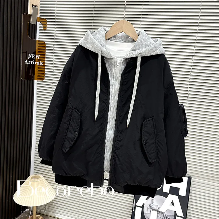 【假两件】青少年儿童装男童冬装外套中大童秋冬款夹棉加厚男孩保暖