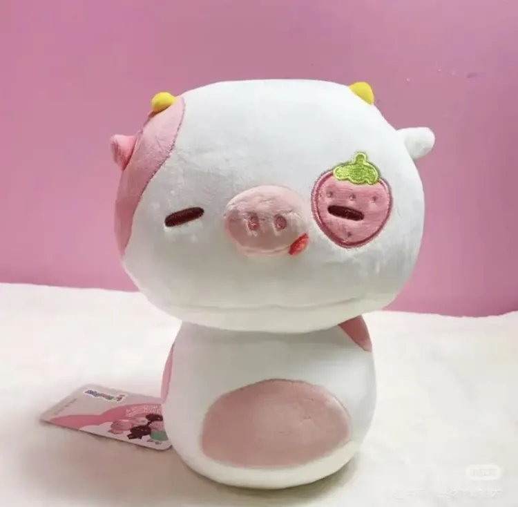 可爱Q弹草莓奶牛猪毛绒玩偶睡觉抱枕闺蜜生日礼物