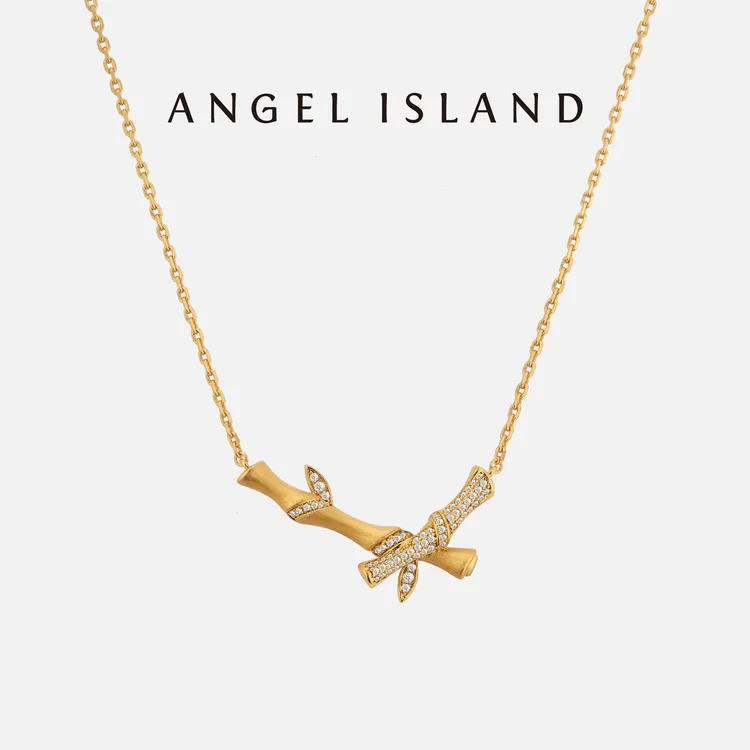 ANGEL ISLAND/天使岛屿 铜合金合成锆石项链 轻奢高级感竹节项链