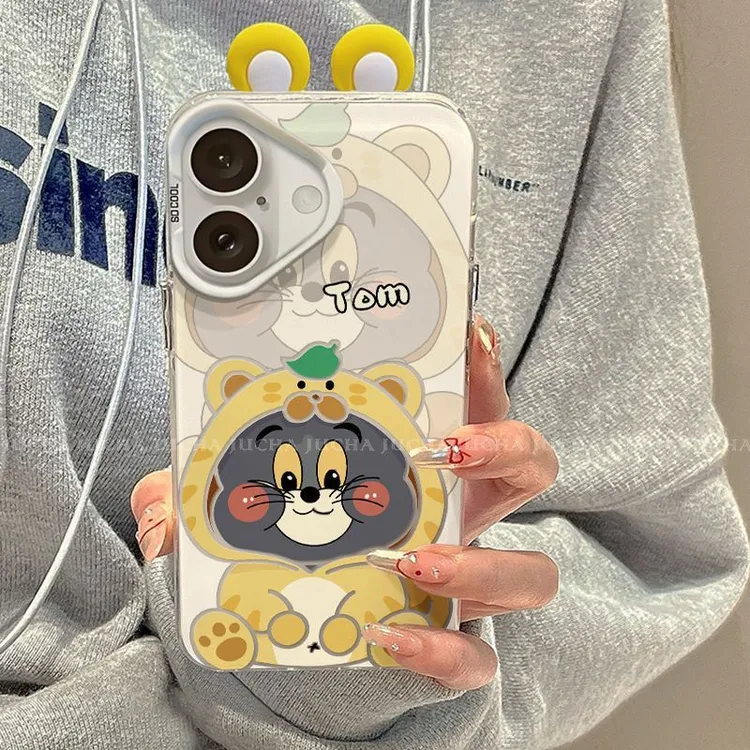 睡衣猫适用苹果16pro手机壳可爱防摔VIVOx200高端华为OPPO小米