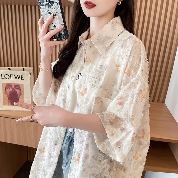 法式气质超仙防晒衬衫外套女夏季中长款宽松别致独特漂亮流苏上衣