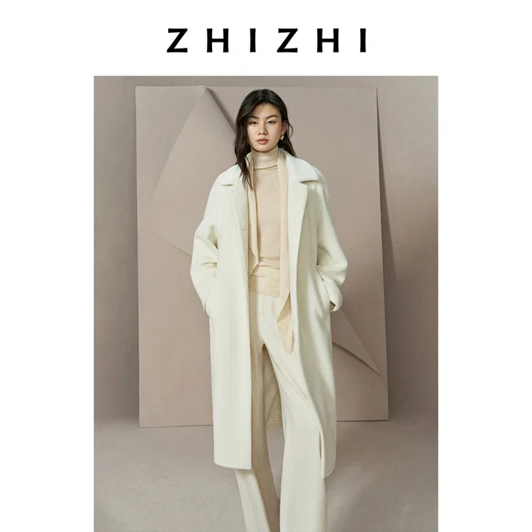 致知 章台月 皮草感经典长款茧形羊驼毛大衣ZZ2EWWWZ012