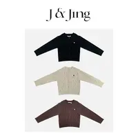 J&Jing-「秋日焙茶」-秋季逗号百搭麻花针织毛衣外套XW91505