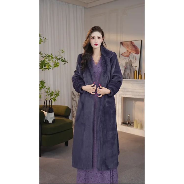 尤克菲儿 原创设计名媛轻奢女环保毛外套气质中长款秋冬大衣