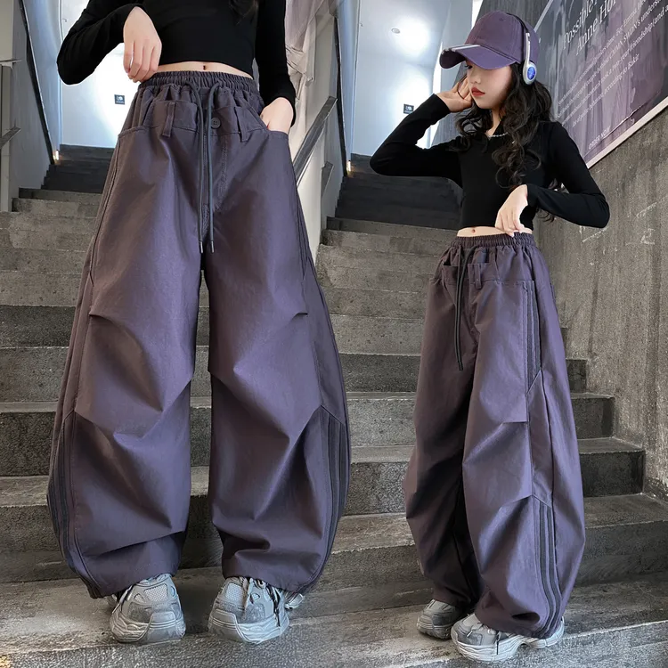 女童裤子2025新款秋装儿童网红工装裤春秋休闲裤中大童时髦弯刀裤