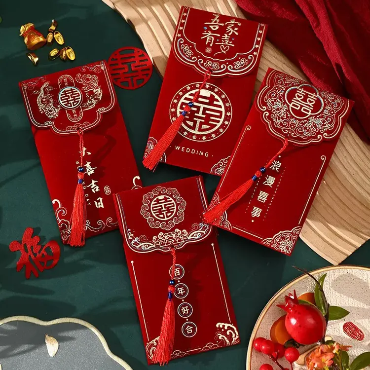 绒布中式结婚千元万元改口袋创意利是封订婚婚庆用品