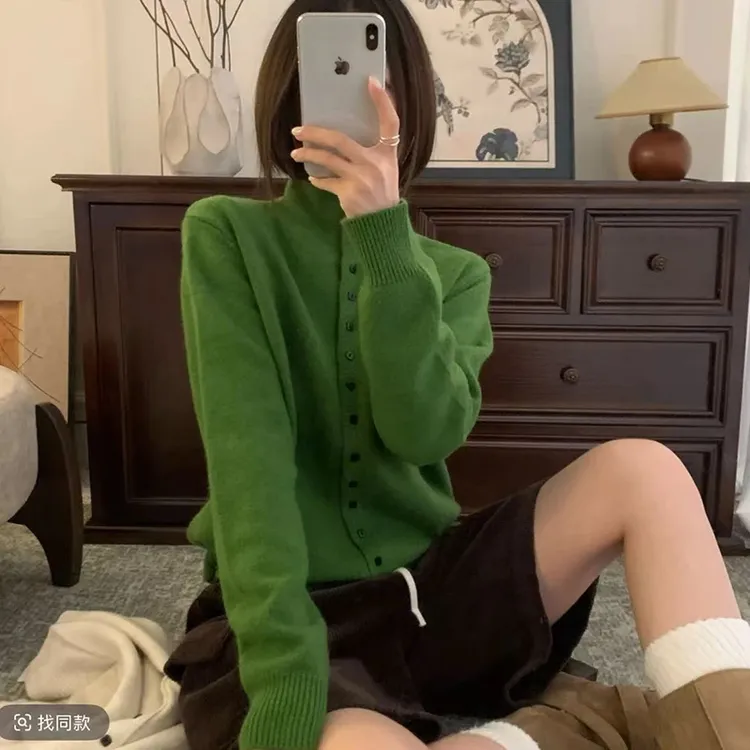 针织衫女开衫长袖秋冬装新款时尚洋气宽松毛衣打底衫纯色百搭上衣