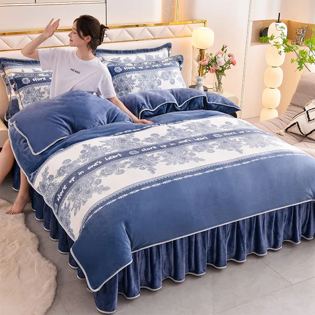 8斤牛奶绒四件套2025新款冬季床上双面珊瑚绒被套加厚法兰绒床单