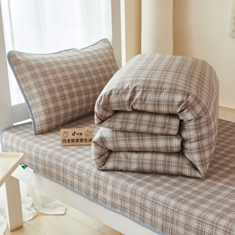 闫老板【学生宿舍100%纯棉床盖】（双面纯棉）高温水洗平整不皱双面铺