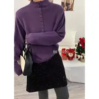 秋季简约时尚半纽扣中领长袖打底S077