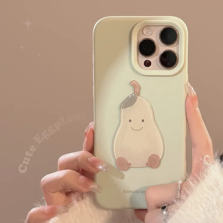 ins绿色梨子立体卡通15pro max苹果16手机壳iphone14适用13小清新