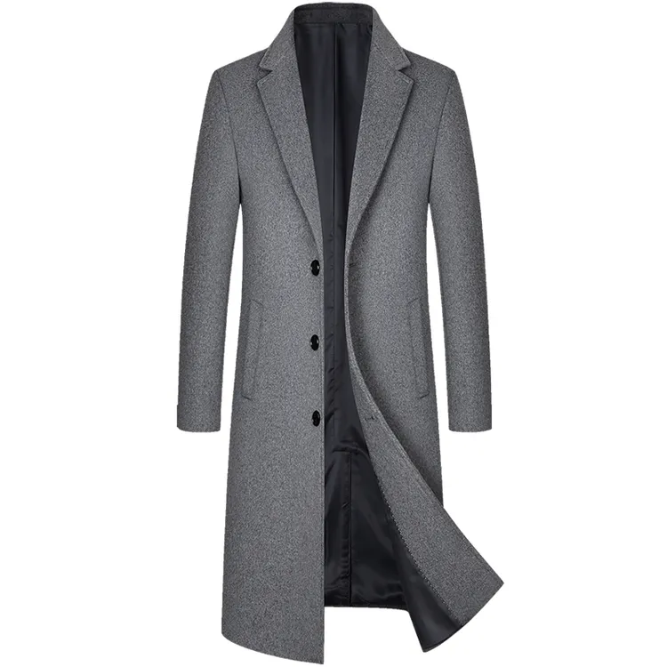 埃登轻奢男士绵羊毛大衣男中长款商务休闲秋冬毛呢大衣呢风衣外套