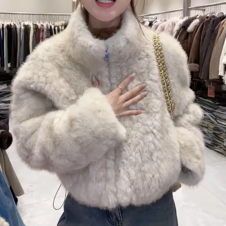 韩系立领羊羔毛毛毛外套女时尚百搭宽松小个子超好看短款上衣冬季