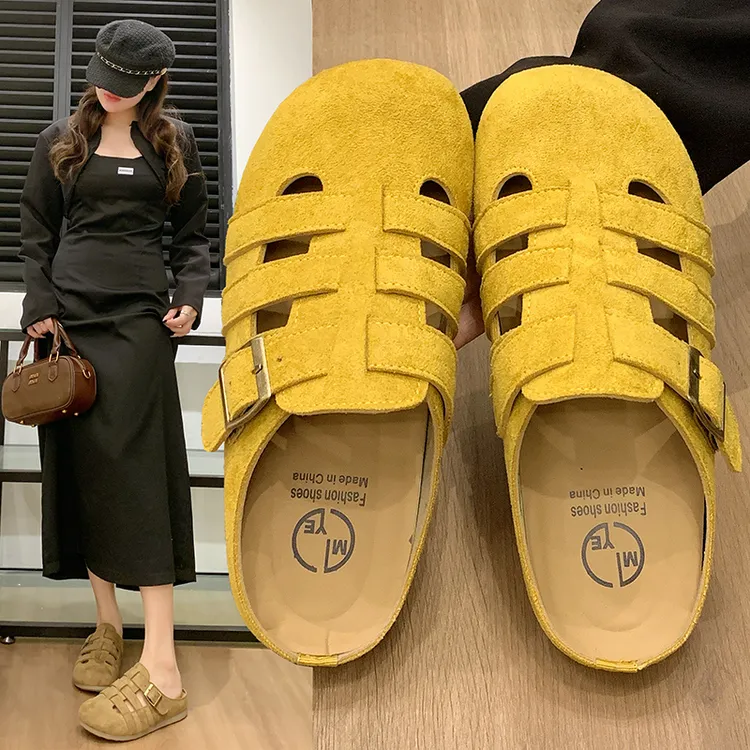 【现货+运费补贴】勃肯鞋女包头半拖鞋网红超火百搭洞洞凉拖鞋ZLM