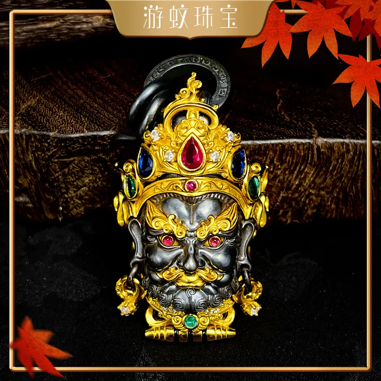 吊坠足银 游蚊珠宝足银999黄财神吊坠男女款招财国潮纯银挂坠银饰