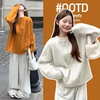 【晴晴】孕妇装秋季毛衣2025新款时尚复古慵懒风加厚宽松针织衫上衣
