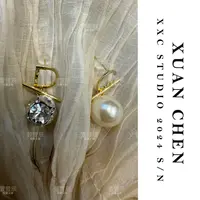 轻奢素款珍珠耳环时尚小众设计感耳钉#3698