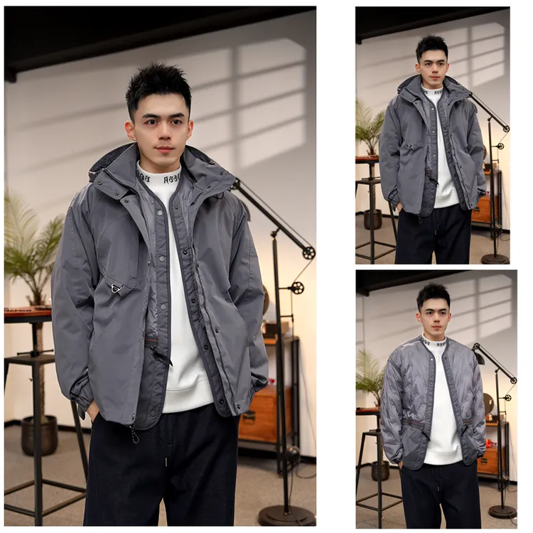 O.P.G【小格调工装三合一户外羽绒服】秋冬季宽松百搭保暖外套9009