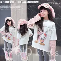 WOOkids8【萌宠朋友】亲子兄妹童装高定假两件长袖T W25070301