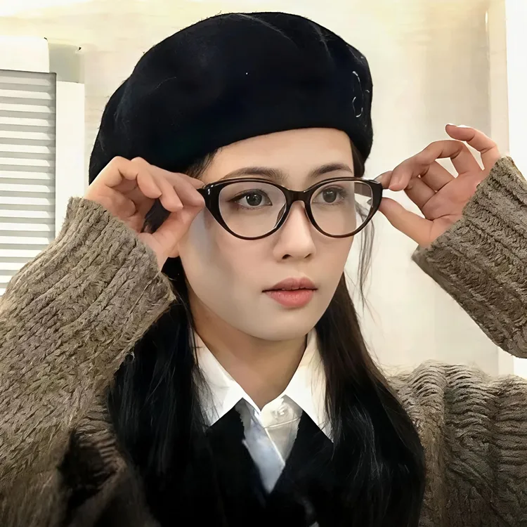 ISUEK01美拉德猫眼高质感镜框方圆脸韩版防蓝光早八素颜神器眼镜