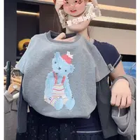 【可爱熊小姐】阿卷秋装女童小熊印花假两件拼接百搭T恤卫衣MPG6861