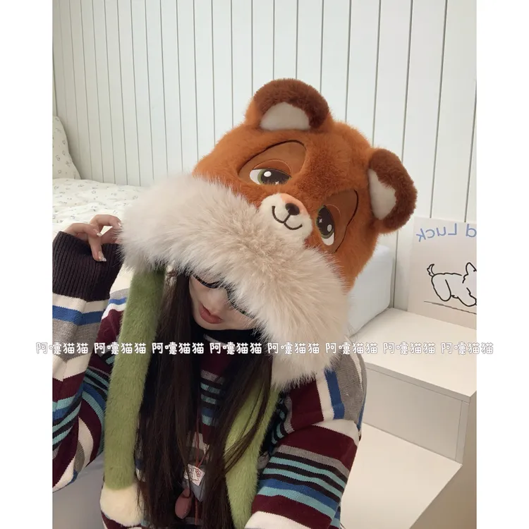 狐狸尼克朱迪 2.0版动物城耳朵可捏秋冬加绒加厚毛绒保暖卡通帽子