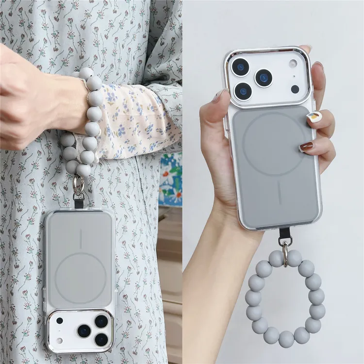 ins冷淡风灰色磁吸适用苹果17pro串珠iphone16promax手机壳15/14