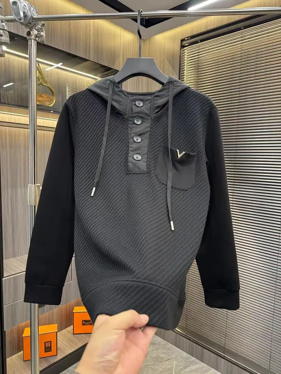 新款高级感连帽休闲卫衣男士时尚潮流气质百搭舒适高品质半排扣