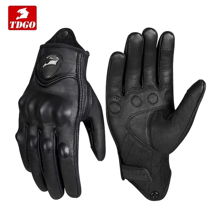 摩托车手套复古夏季男女款机车手套四季防摔透气防水真皮骑行手套